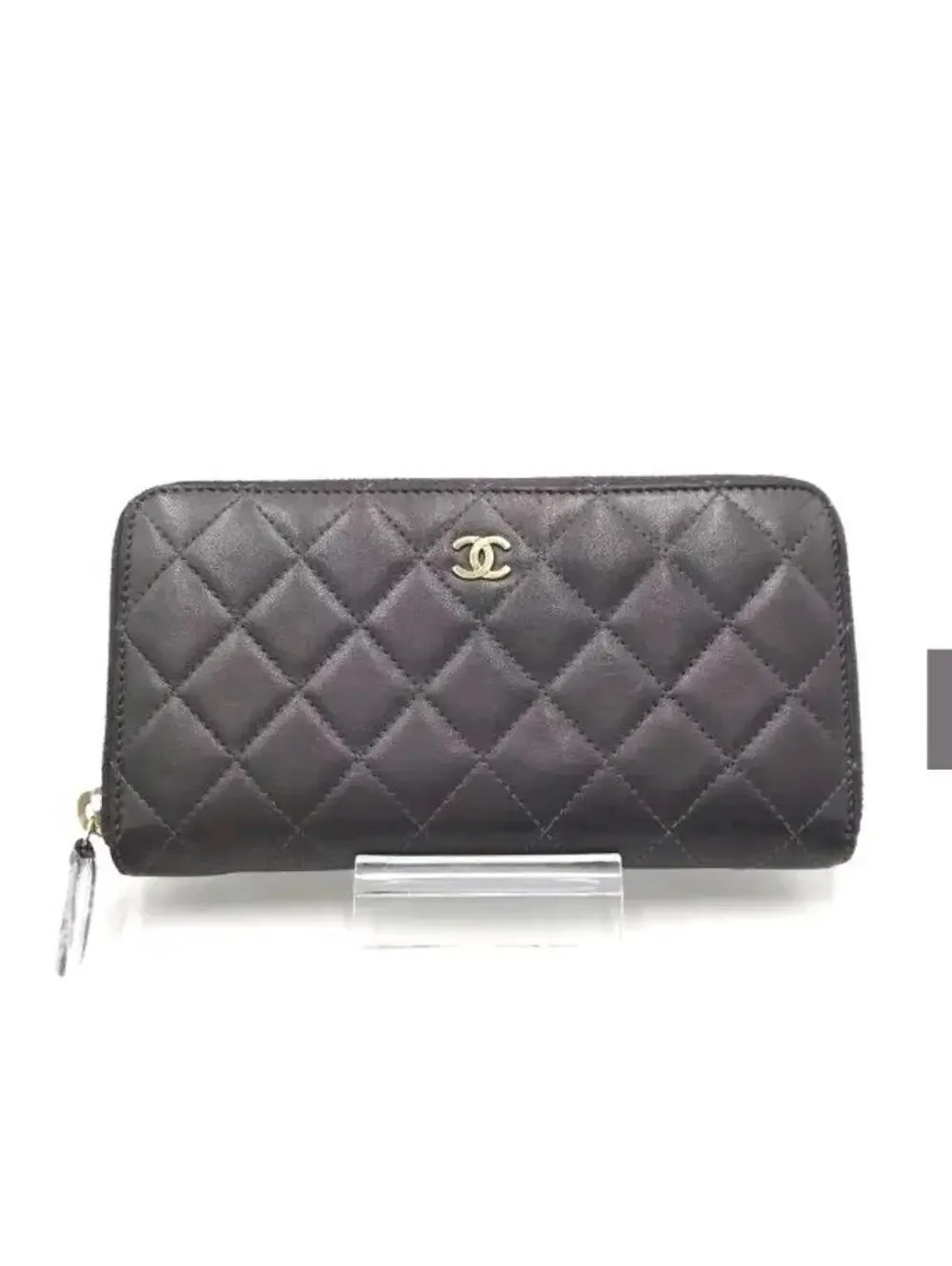 CHANEL Matelasse Long Wallet Lambskin Purple